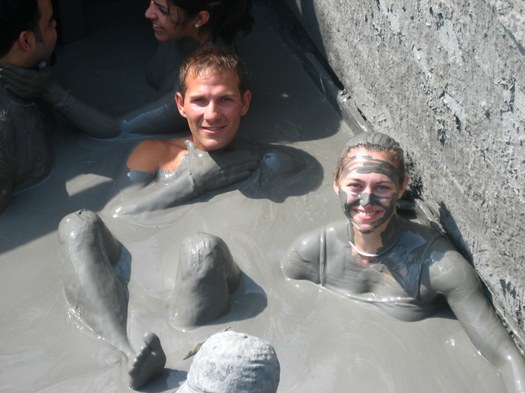 Floating in Volcan de Lodo El Totumo mud volcano cartagena