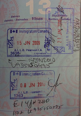 Toronto Canada passport stamp