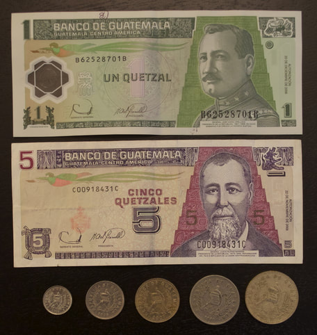 Guatemala Quetzal currency bills coins