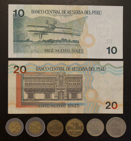 Peru Soles currency bills coins