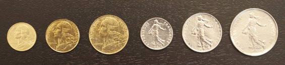 France Franc currency coins