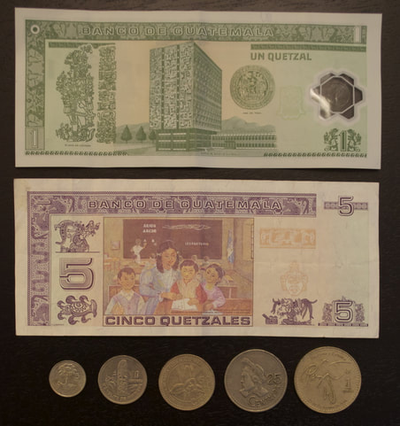 Guatemala Quetzal currency bills coins